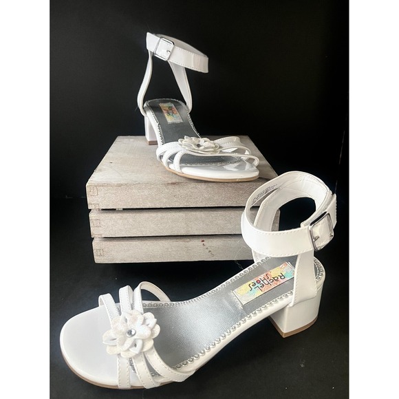 Rachel Shoes Other - EUC Rachel Shoes Elodie White Girls Sandal Heel Size 4M